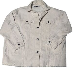 Zara Off-White Corduroy Jean Jacket